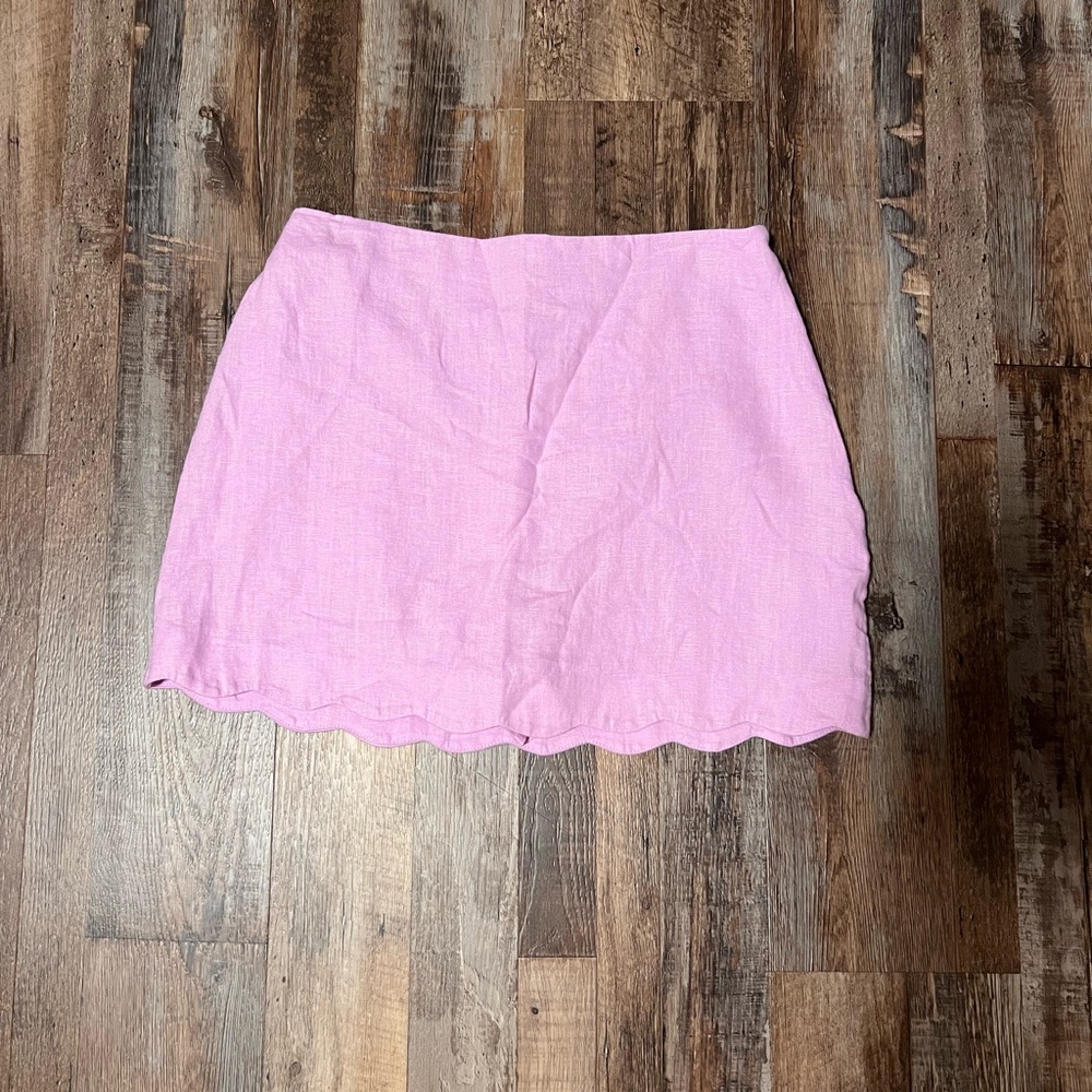 Abercrombie Linen Skort with Scalloped Edge